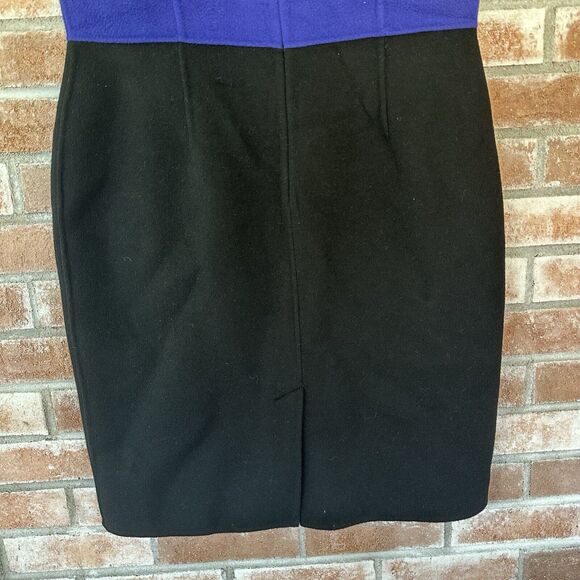Talbots Wool Sheath Dress Size 12 Blue Black Colorblock Professional - Picture 6 of 8